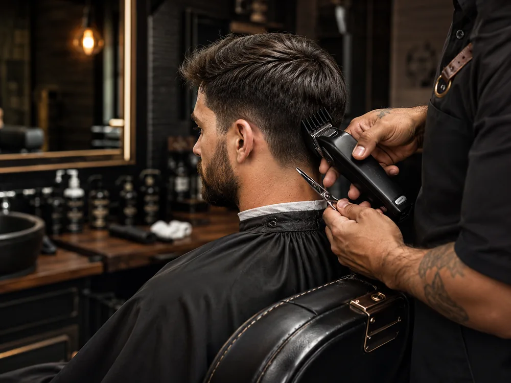 Corte masculino na Barbearia Tiradentes
