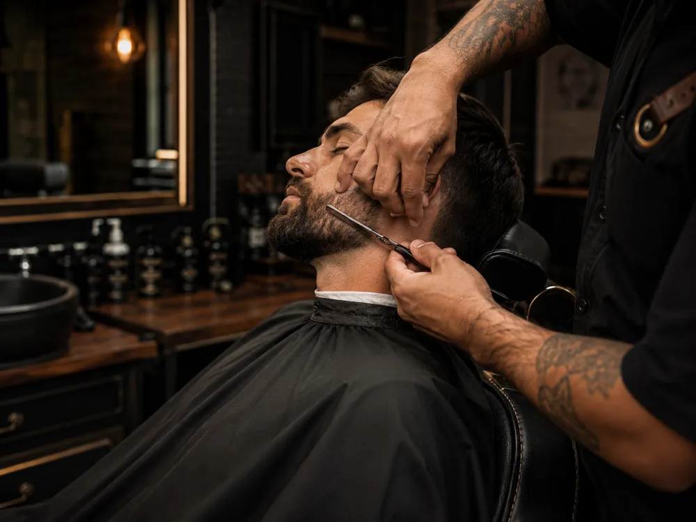 Barba simples com acabamento de navalha